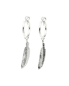 Mini Créoles Phébé Argent Plumes Boucles d'Oreilles Monsieur Simone