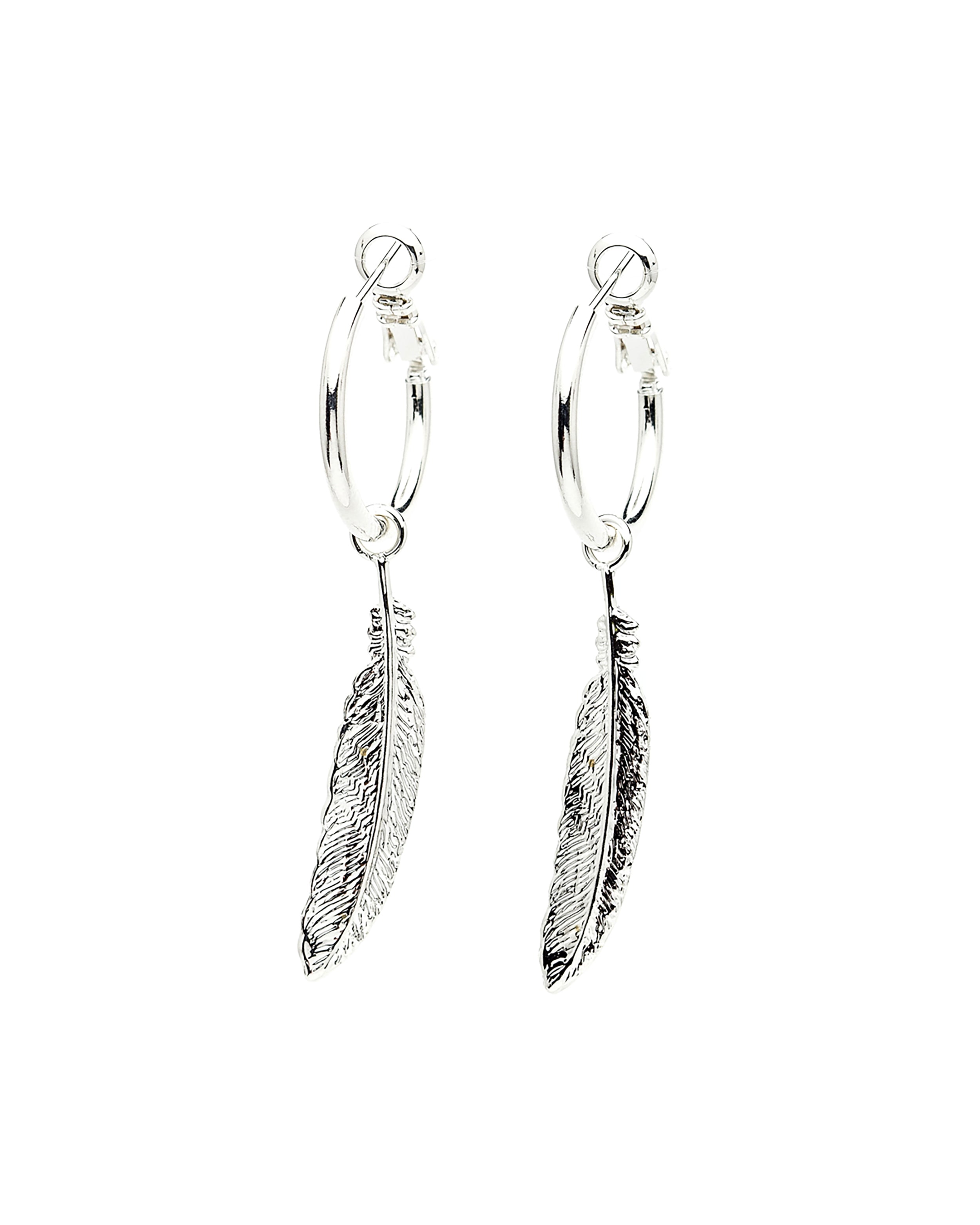 Mini Créoles Phébé Argent Plumes Boucles d'Oreilles Monsieur Simone