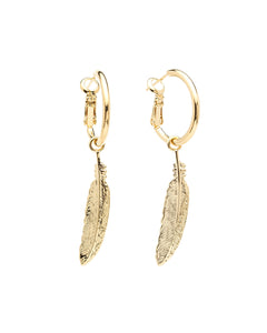 Mini Créoles Phébé Or Plumes Boucles d'Oreilles Monsieur Simone