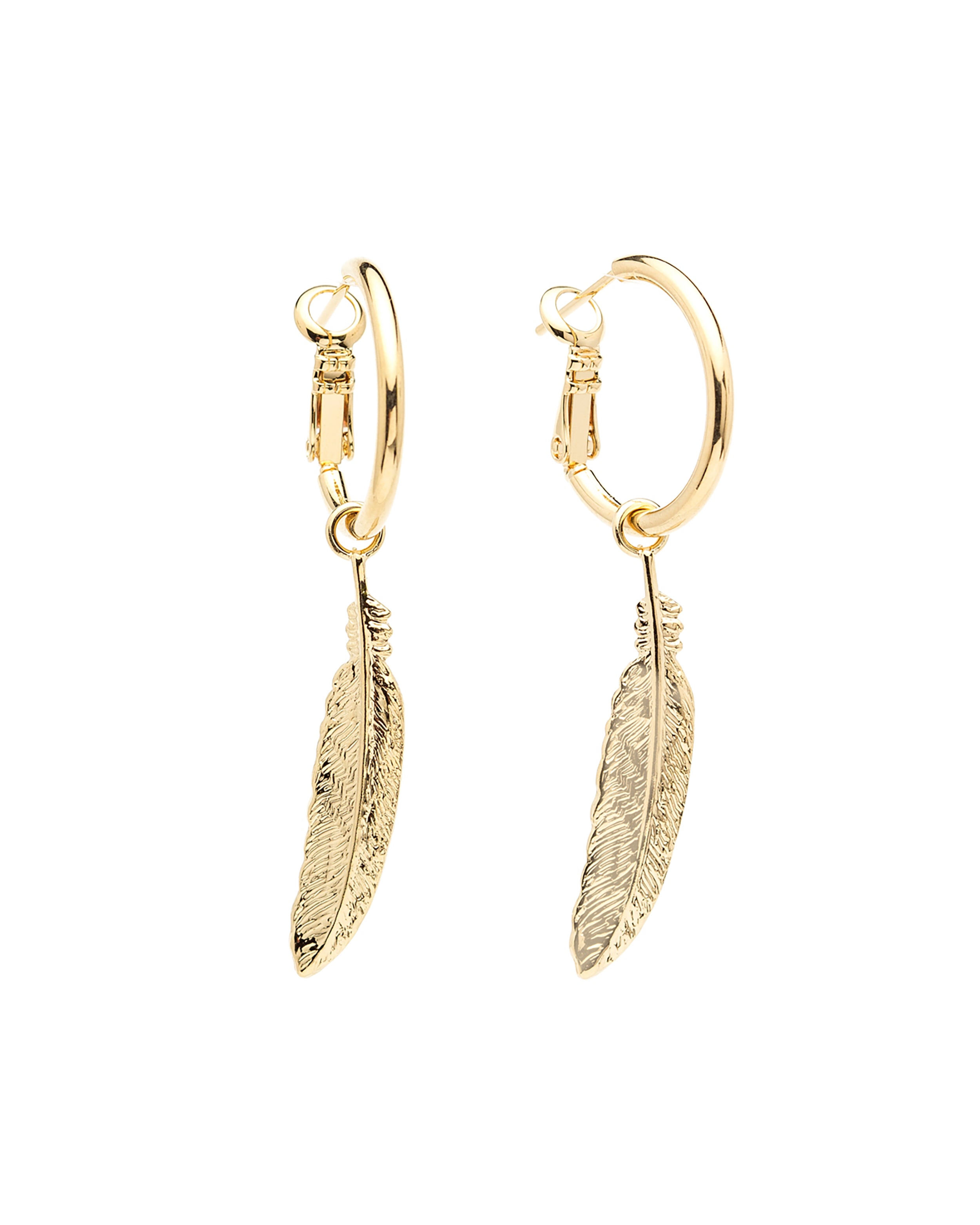 Mini Créoles Phébé Or Plumes Boucles d'Oreilles Monsieur Simone