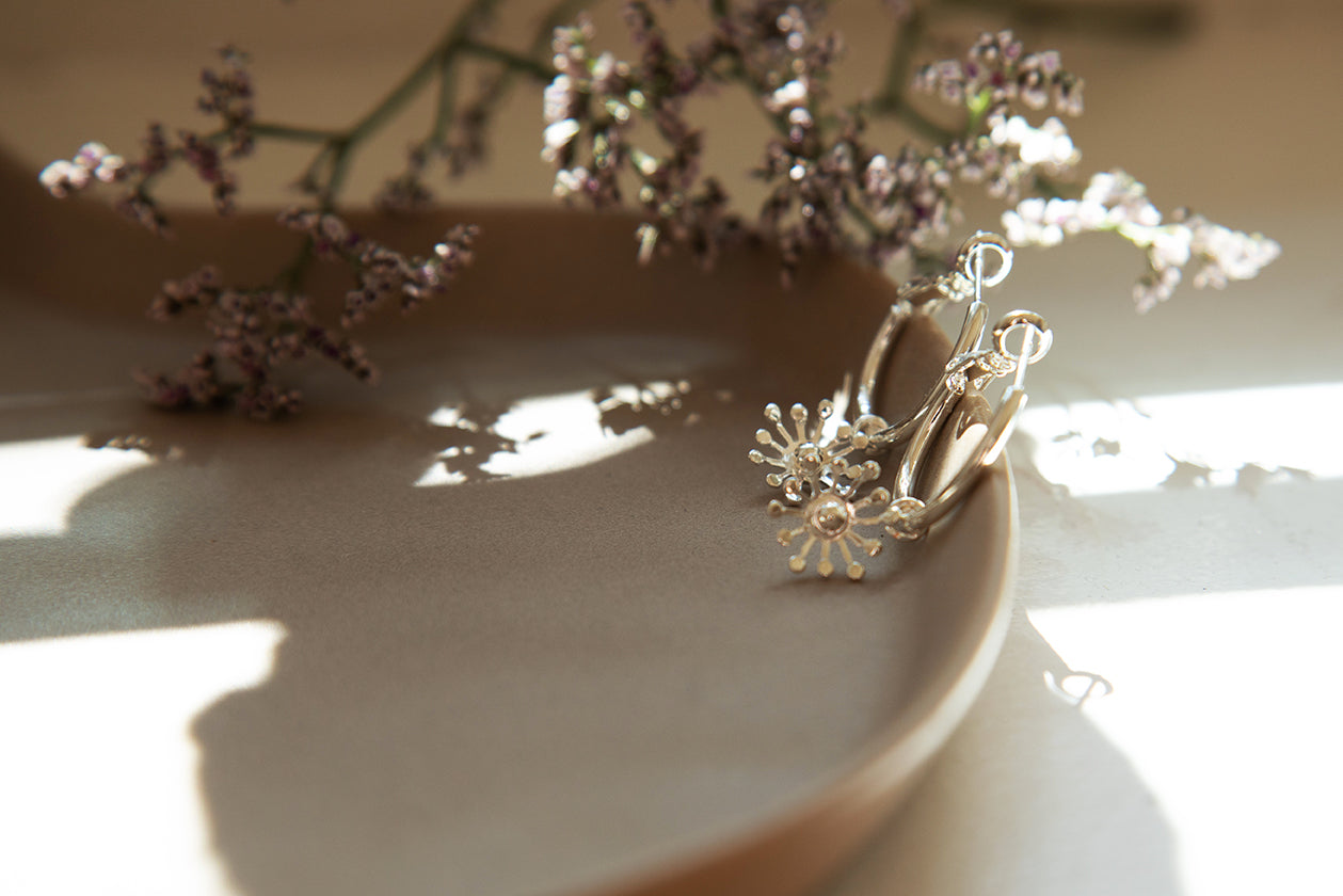 Mini Créoles Rhéa Argent Flocons Boucles d'Oreilles Monsieur Simone