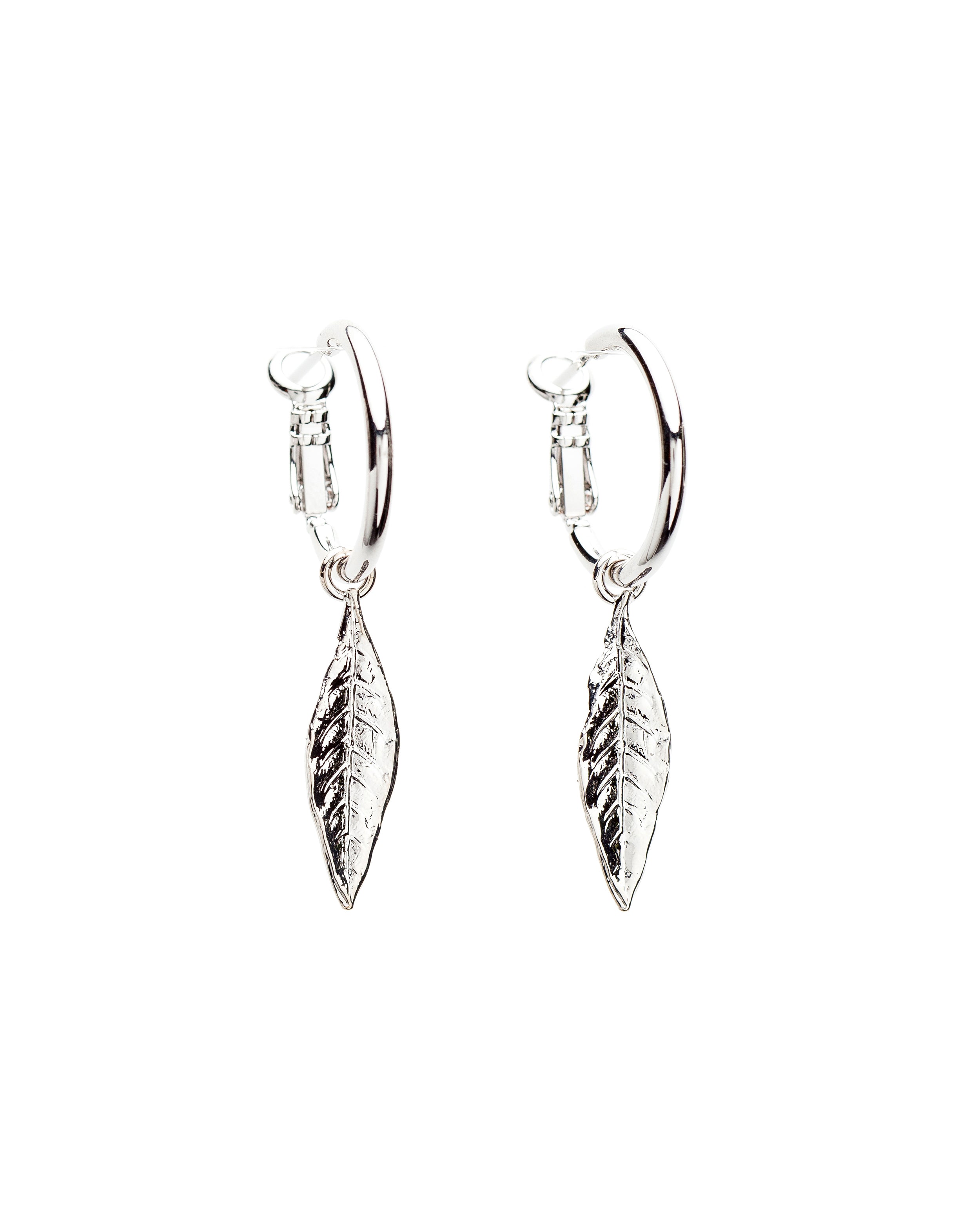 Mini Créoles Thalie Argent Feuilles Boucles d'Oreilles Monsieur Simone