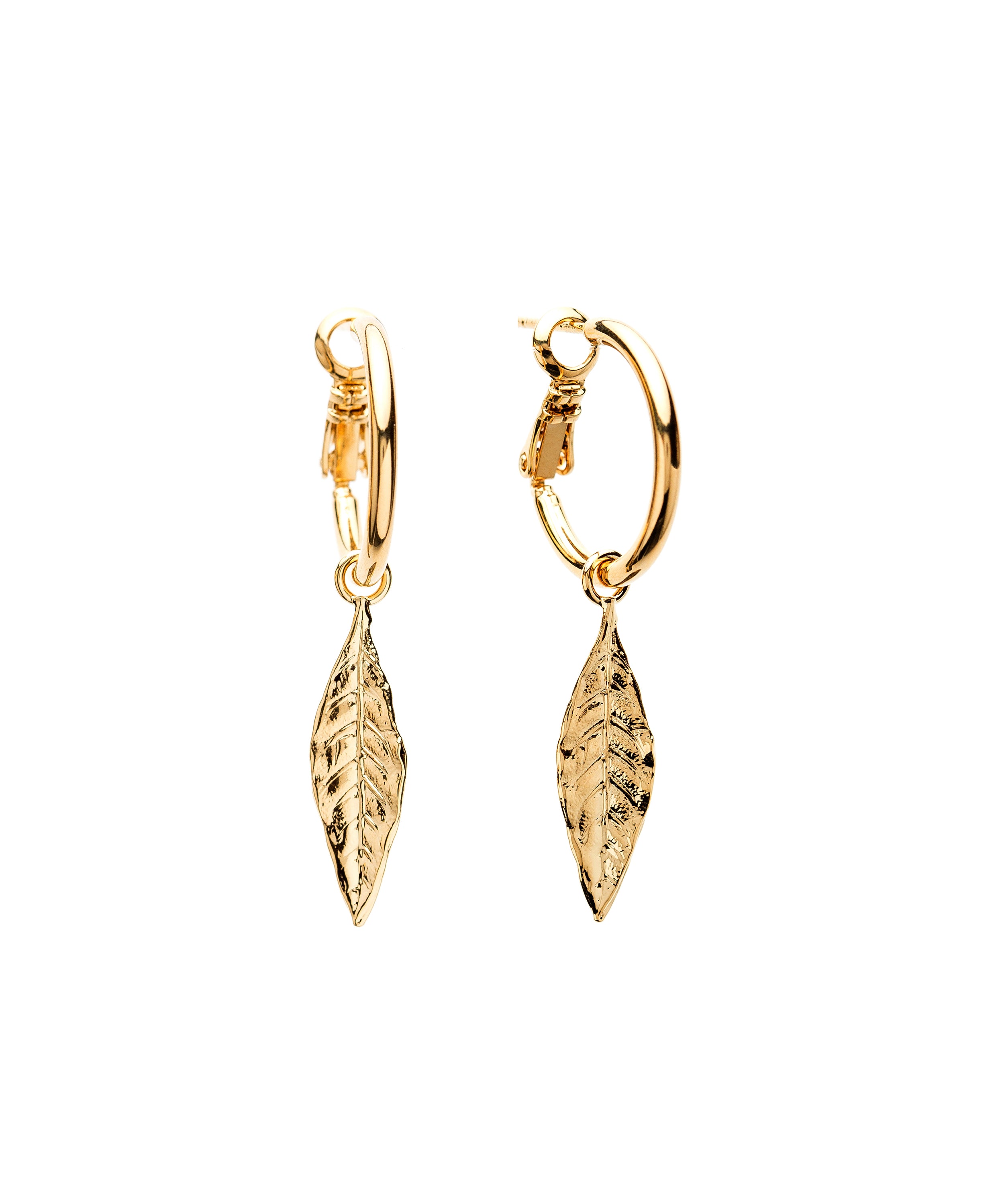 Mini Créoles Thalie Or Feuilles Boucles d'Oreilles Monsieur Simone