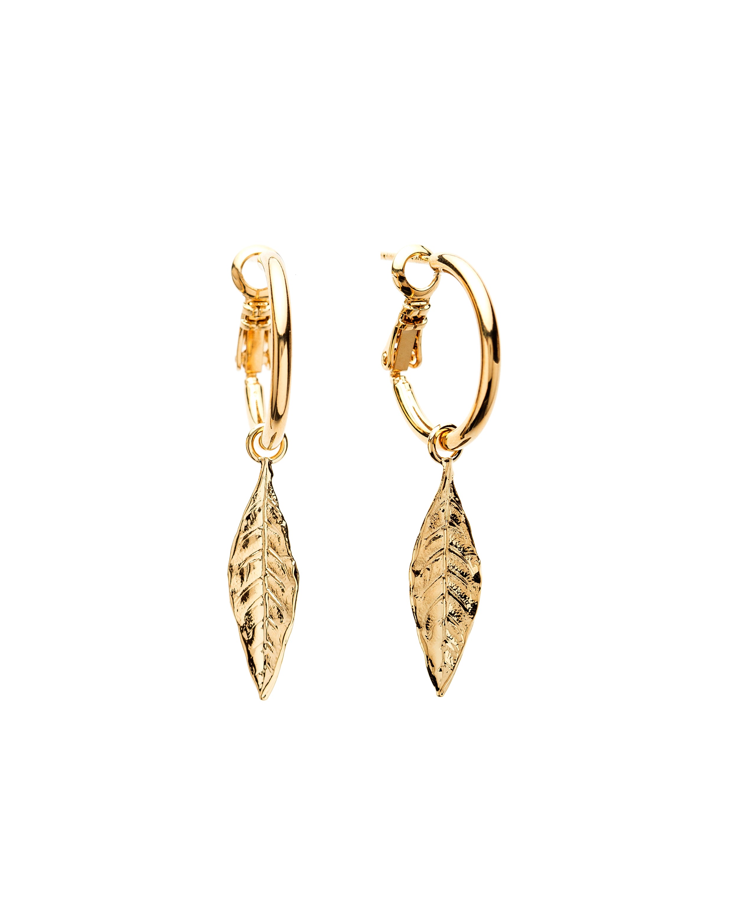 Mini Créoles Thalie Or Feuilles Boucles d'Oreilles Monsieur Simone