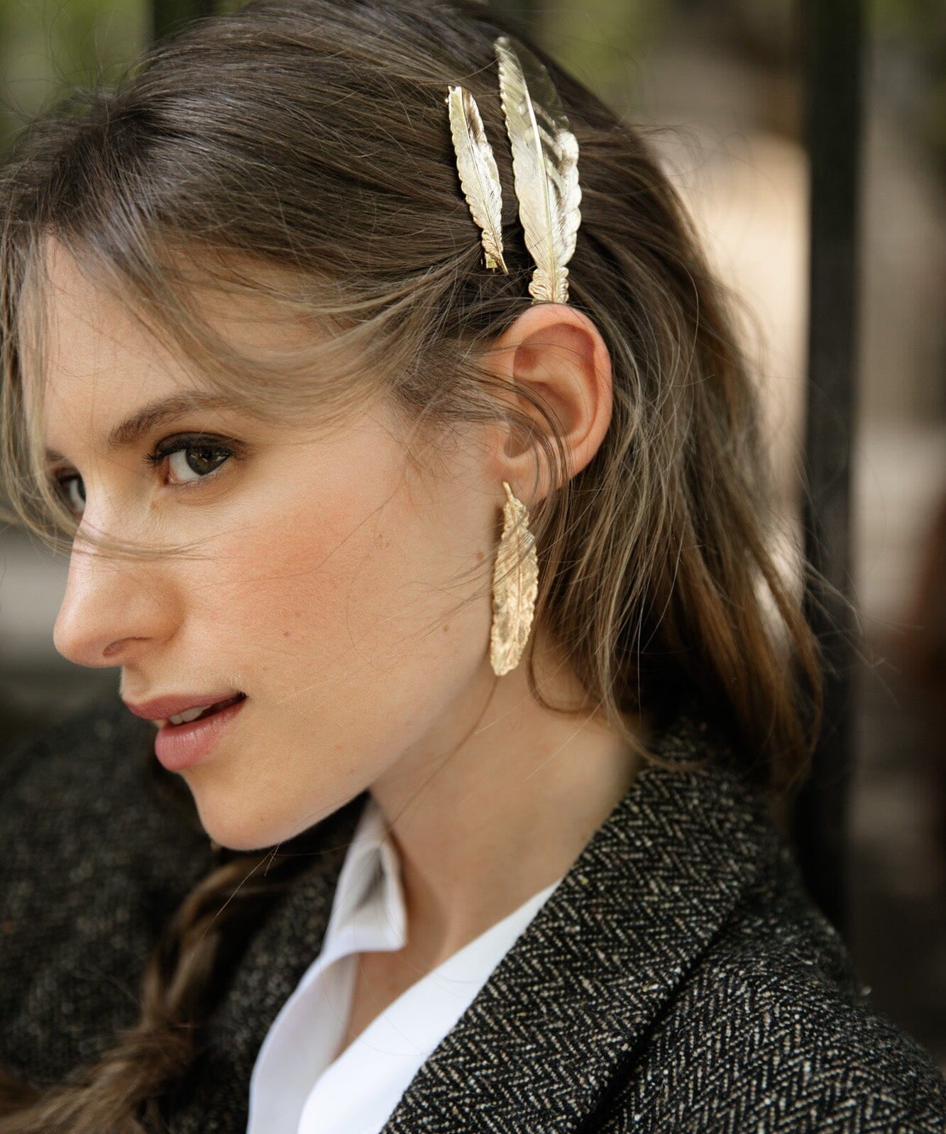 Mono Boucle d'Oreille Puce Phébé Or Plume Boucles d'Oreilles Monsieur Simone