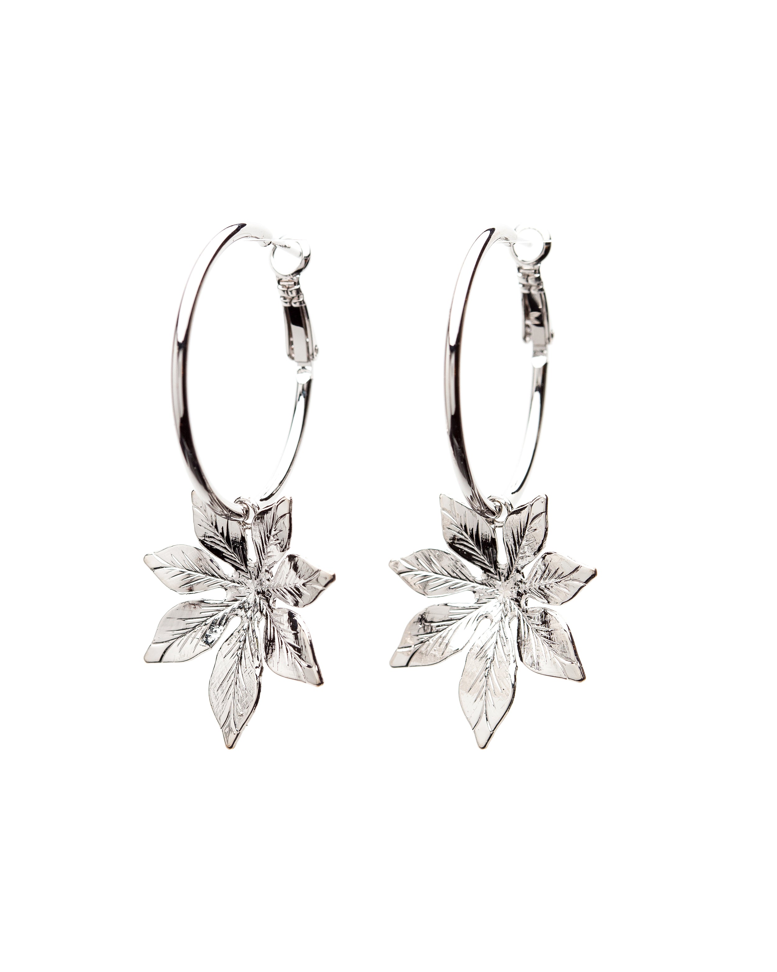 Petites Créoles Chloris Argent Fleurs Boucles d'Oreilles Monsieur Simone
