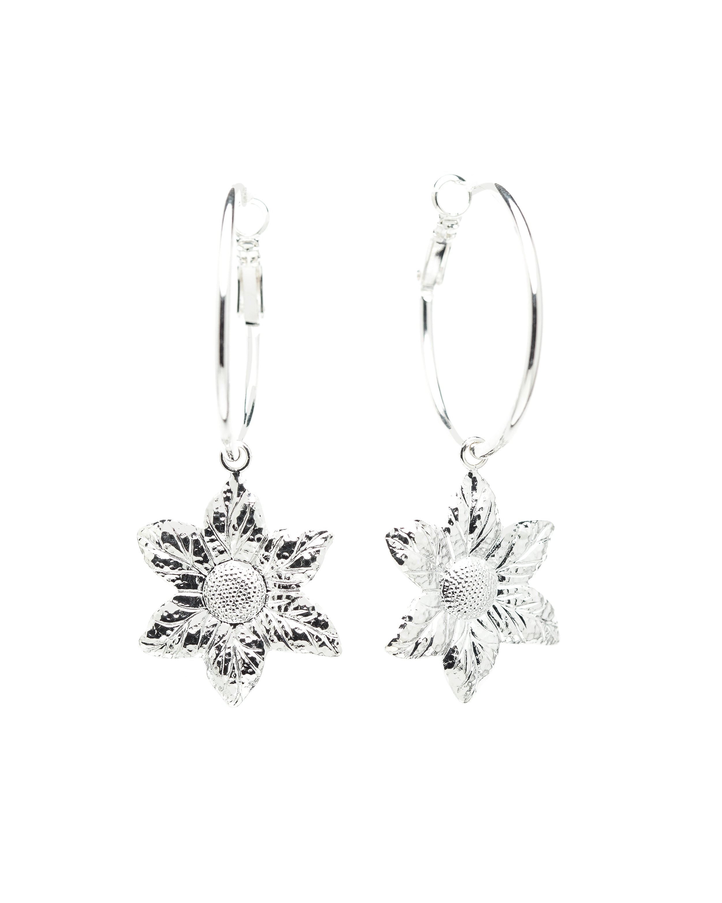 Petites Créoles Hespéris Argent Fleurs Boucles d'Oreilles Monsieur Simone