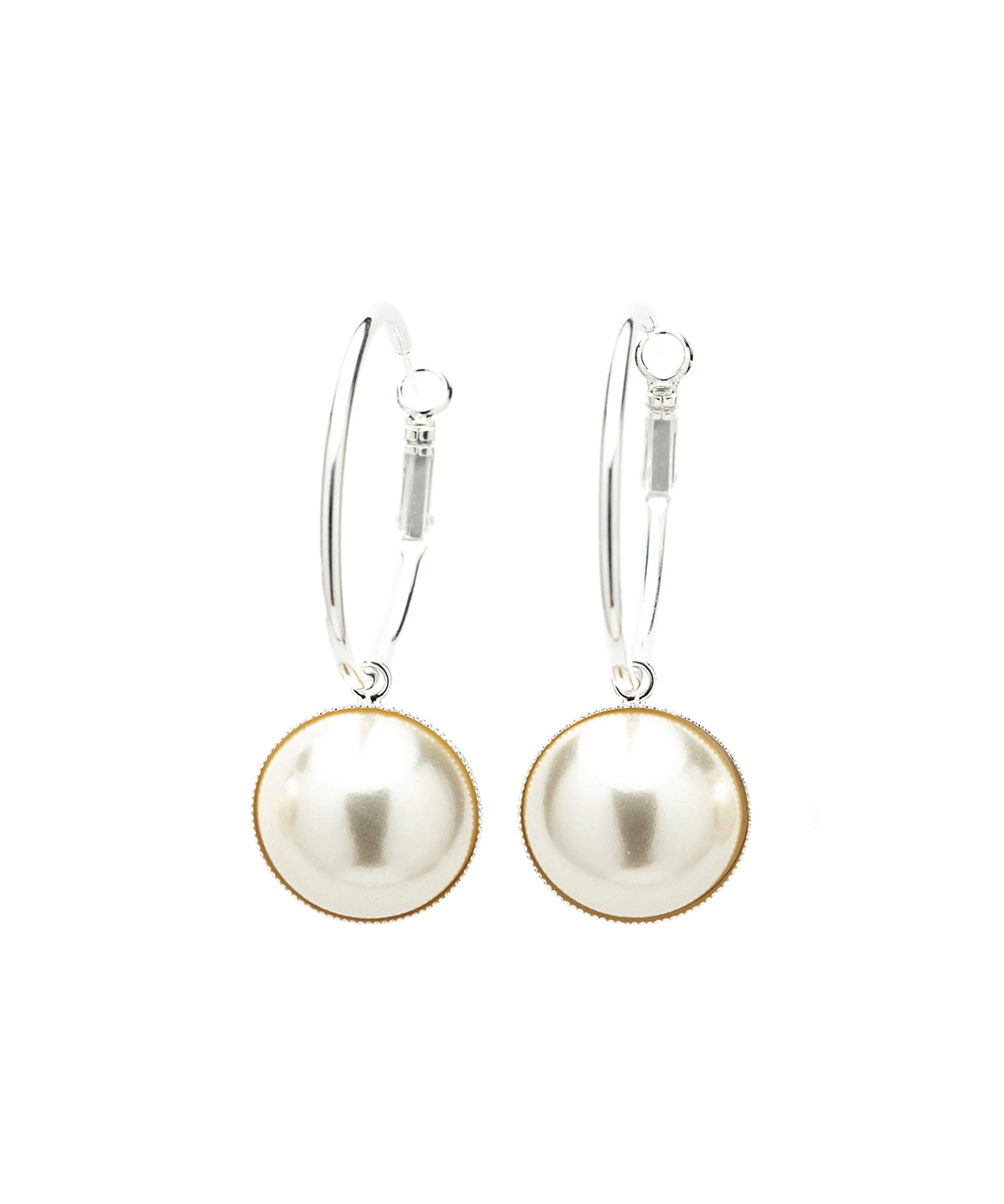 Petites Créoles Nélya Argent Perles Boucles d'Oreilles Monsieur Simone