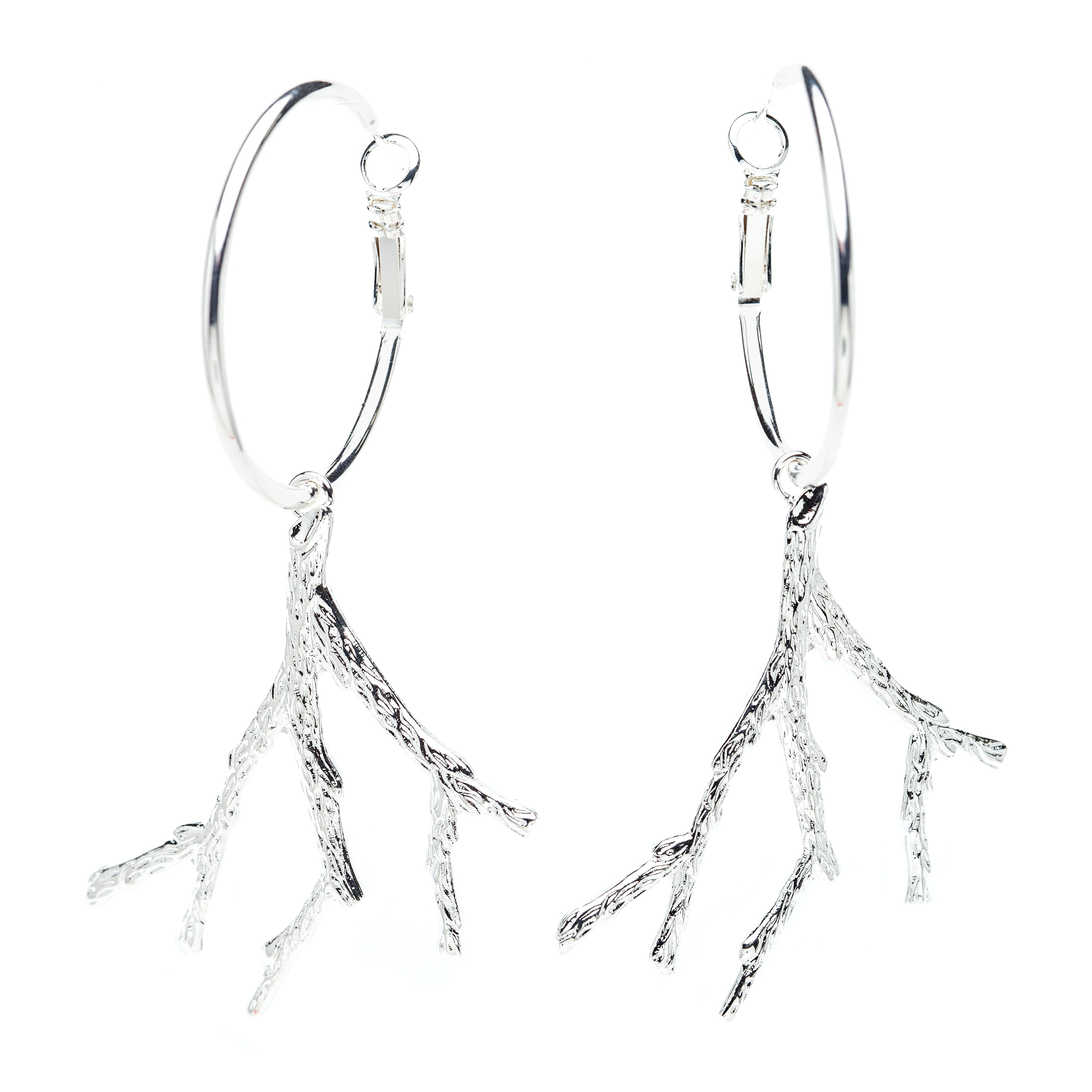 Petites Créoles Pallas Argent Corail Boucles d'Oreilles Monsieur Simone