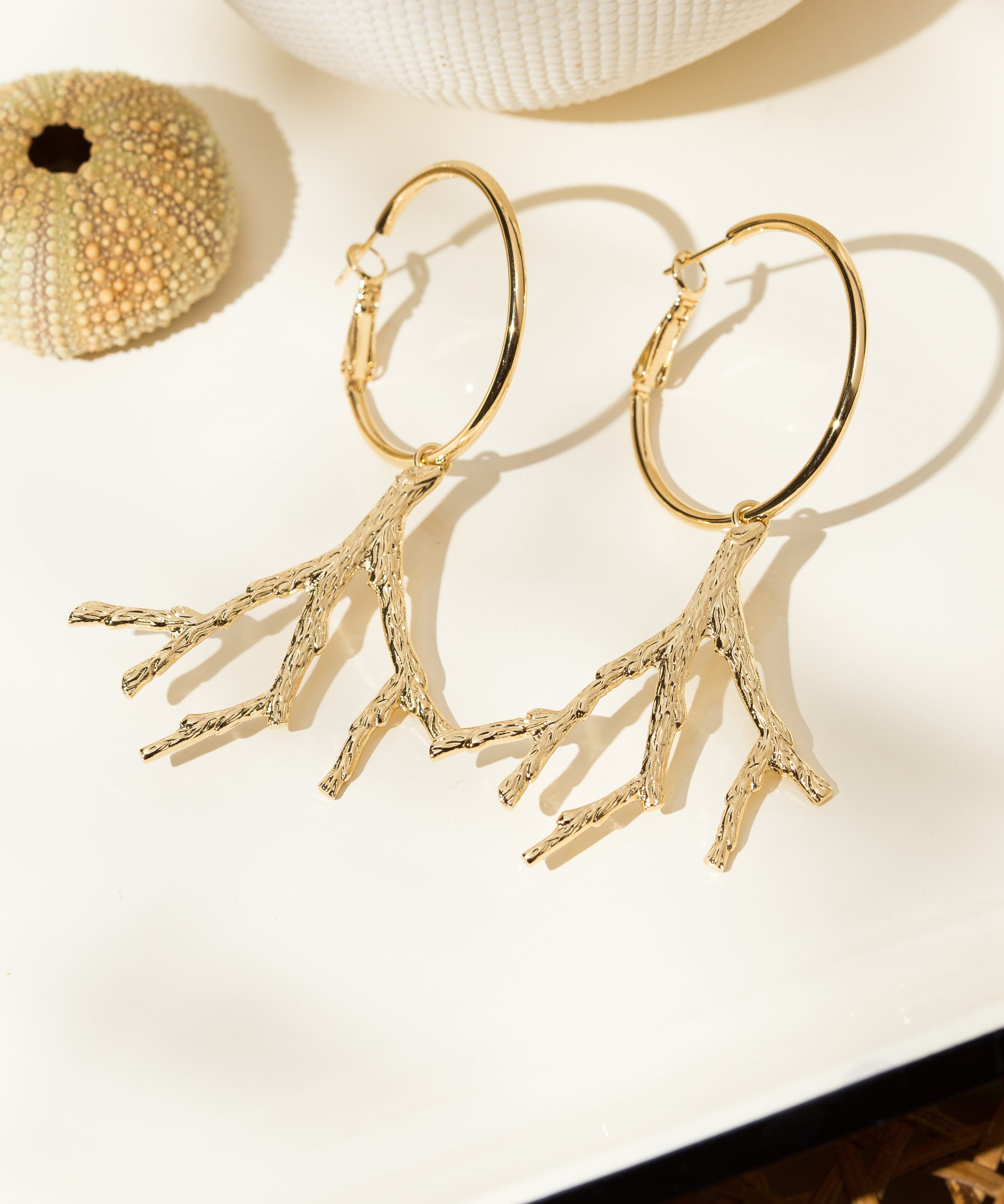 Petites Créoles Pallas Or Corail Boucles d'Oreilles Monsieur Simone