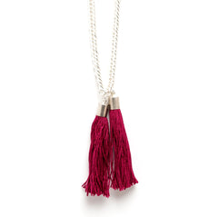 Sautoir Henri Argent Bordeaux Pompons Colliers Monsieur Simone