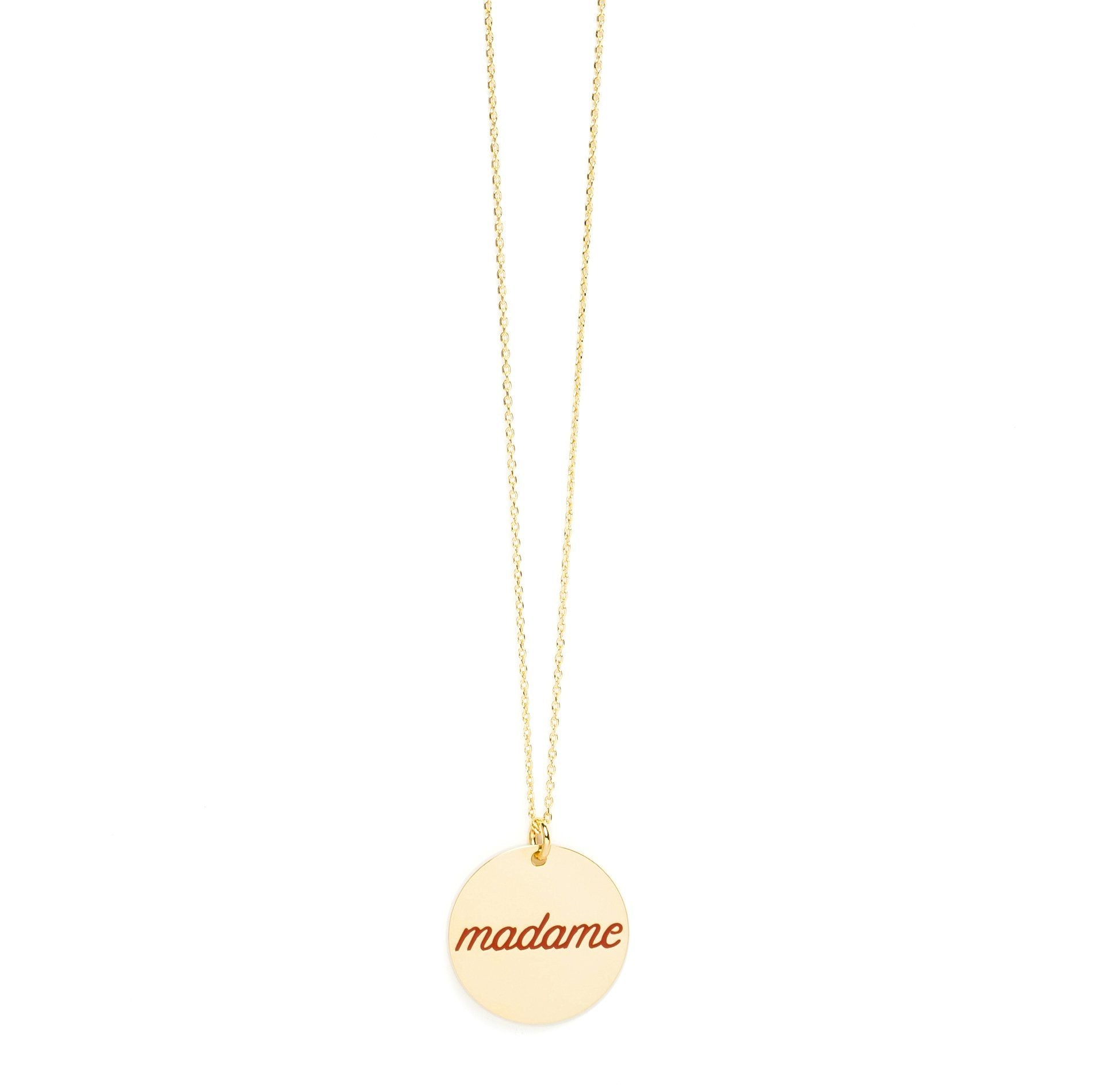 Sautoir Médaille Gravé Madame Or Bordeaux Colliers Monsieur Simone