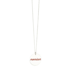 Sautoir Médaille Gravé Monsieur Argent Bordeaux Colliers Monsieur Simone